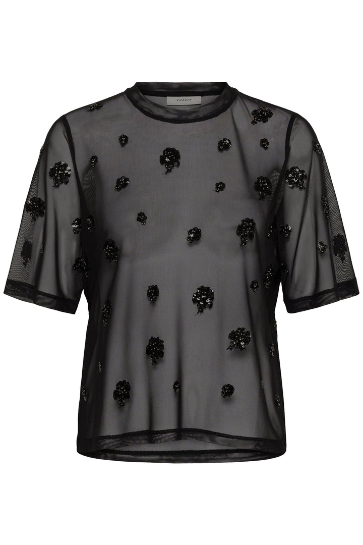 Women’s Bami T-shirt in sheer tulle with floral sequins, front view Inwear