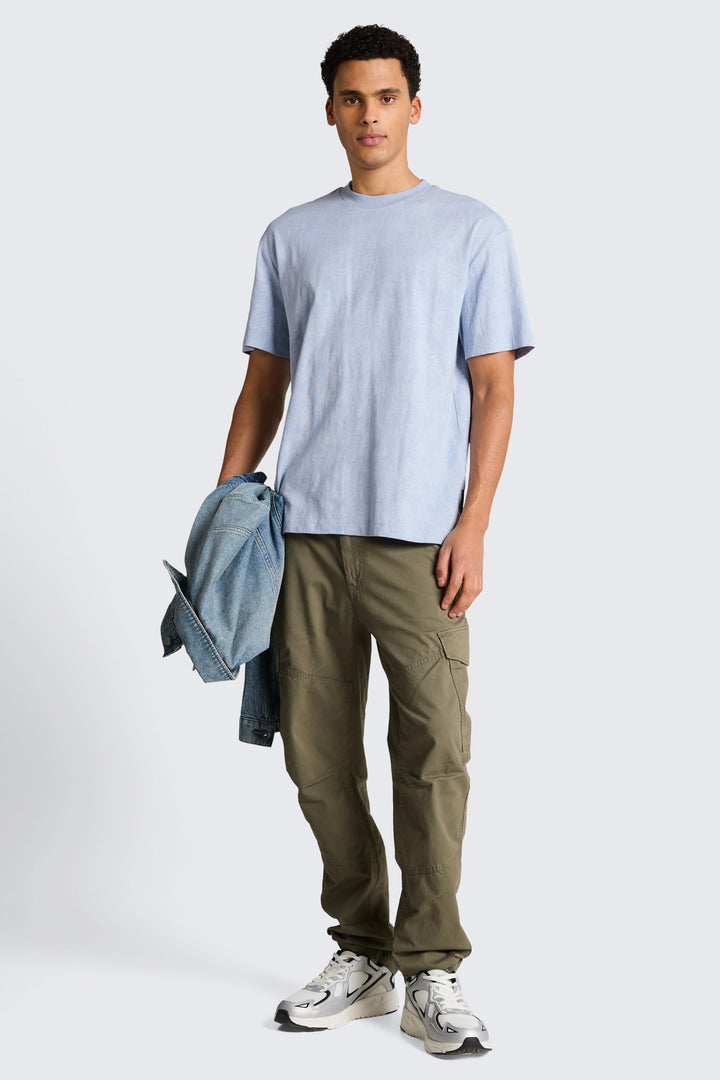 Vue de front T-shirt col rond Tom Tailor pour homme bleu avec logo poitrine - Valérie Simon