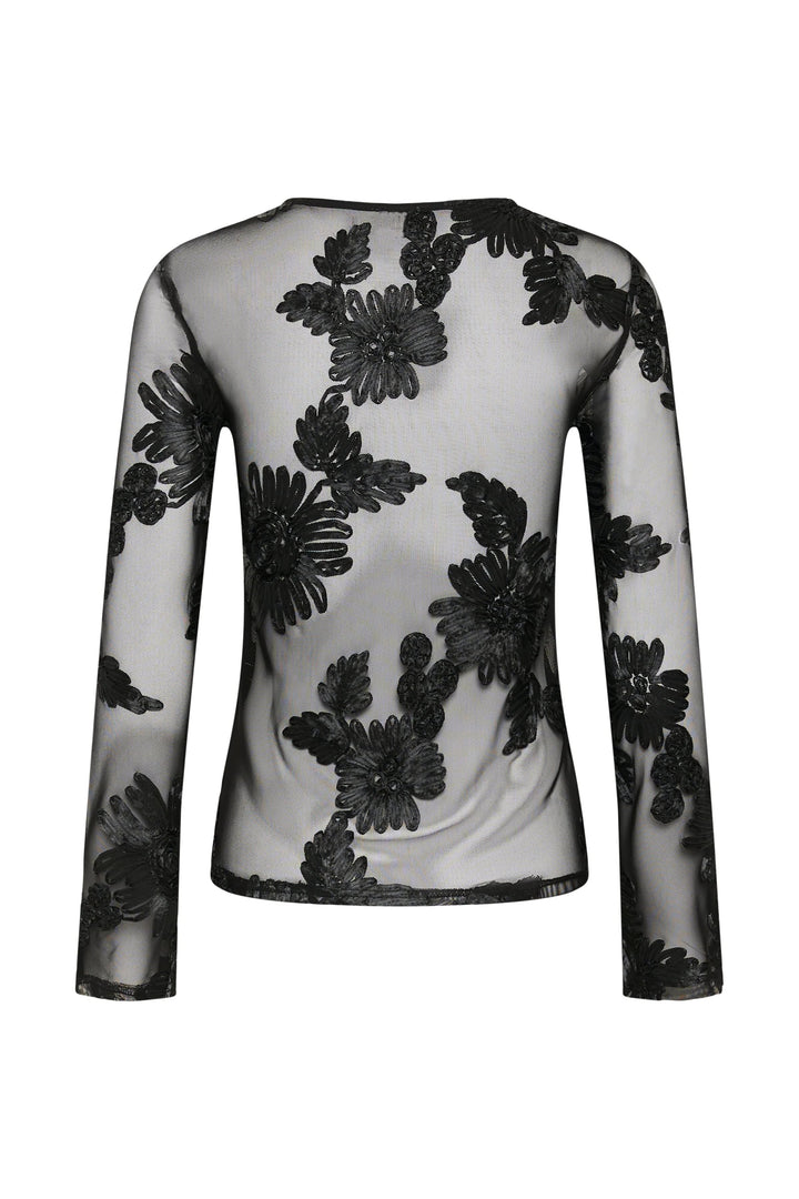 T-shirt Julianne en maille transparente à fleurs vue de face pour femme Kaffe