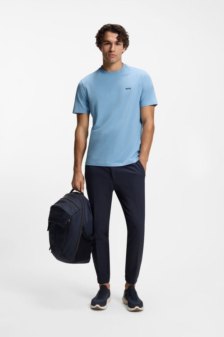 Stretch cotton T-shirt with logo