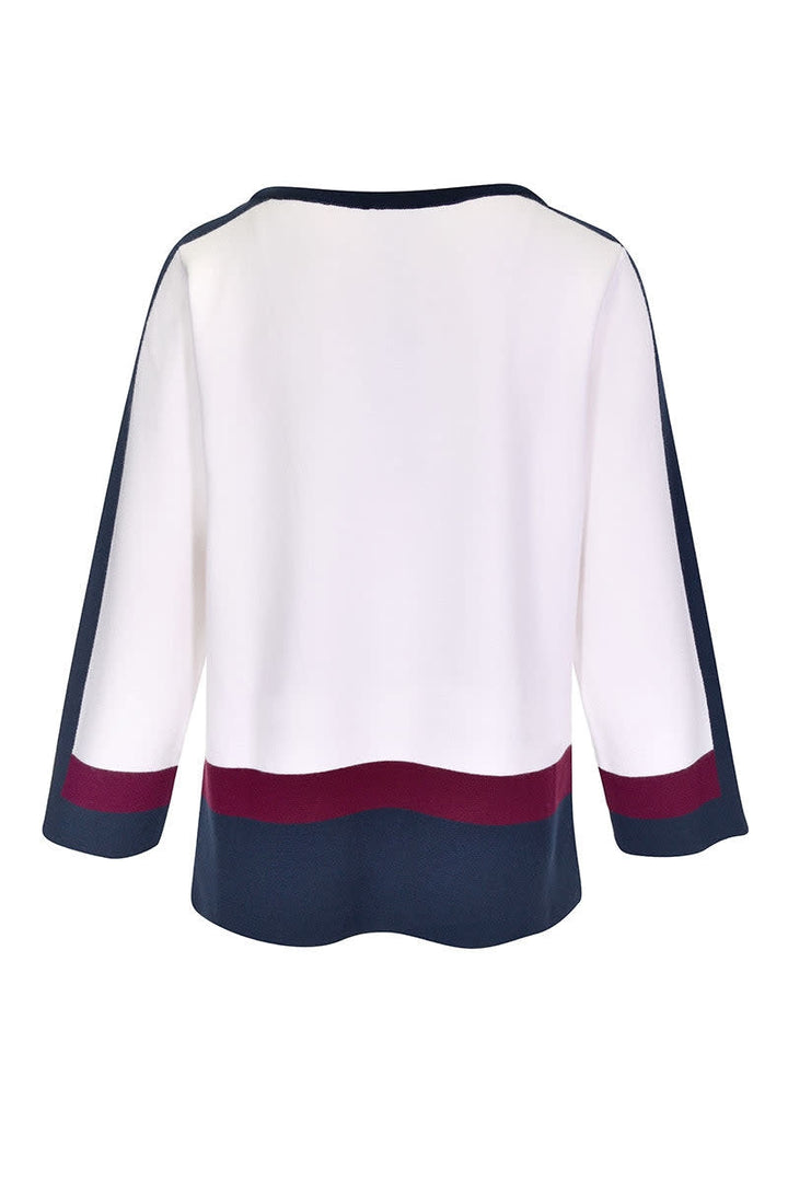 Tricot à blocs de couleurs et détails boutonnés vue de face pour femme kennys