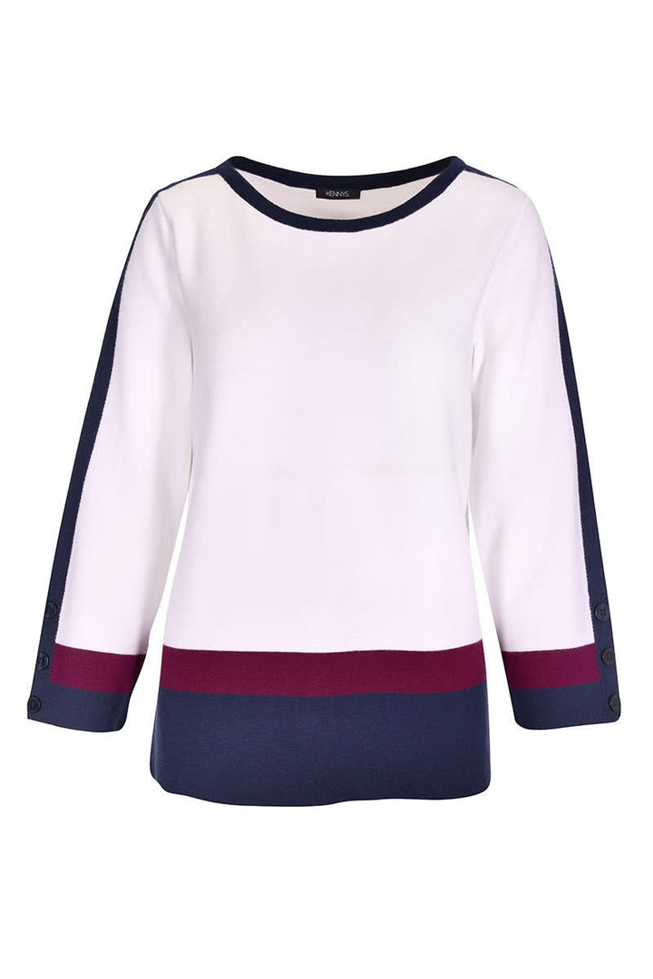 Tricot à blocs de couleurs avec détails boutonnés pour femme kennys