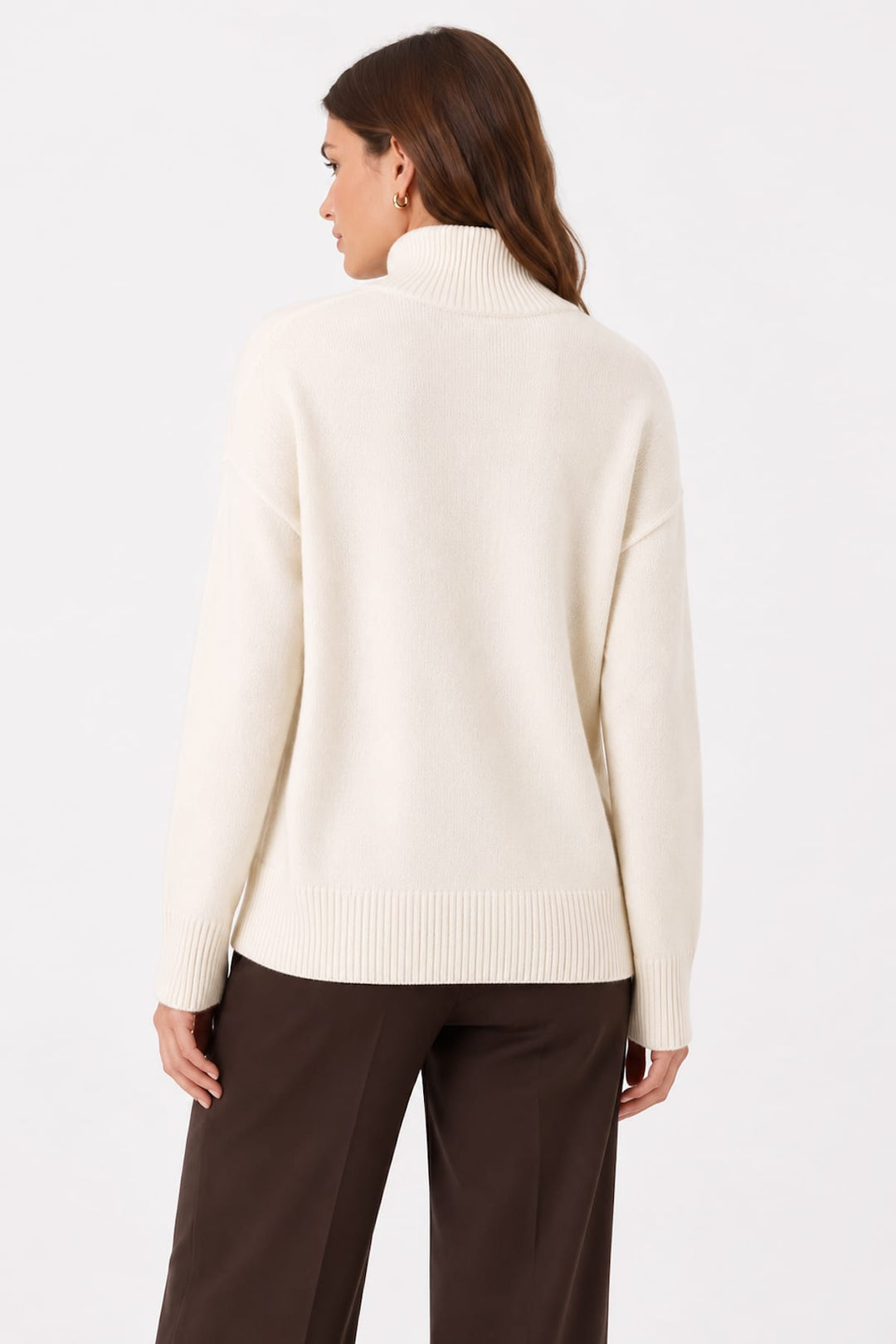 Vue de front tricot col roulé Repeat Cashmere femme gris avec texture douce - Valérie Simon