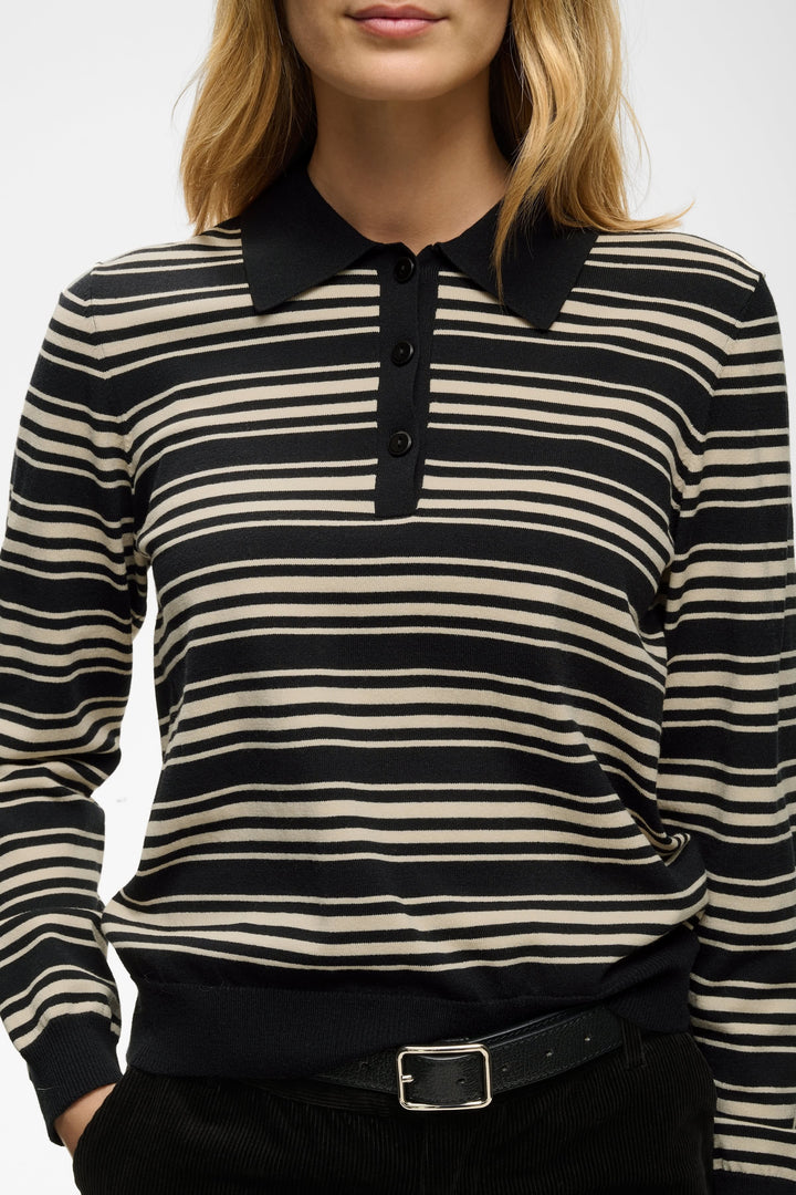 Tricot polo à rayures Channan vue de face pour femme Part Two