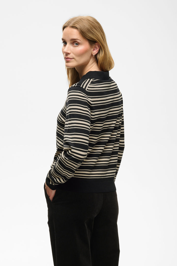 Tricot polo rayé Channan à col polo vue de face pour femme Part Two