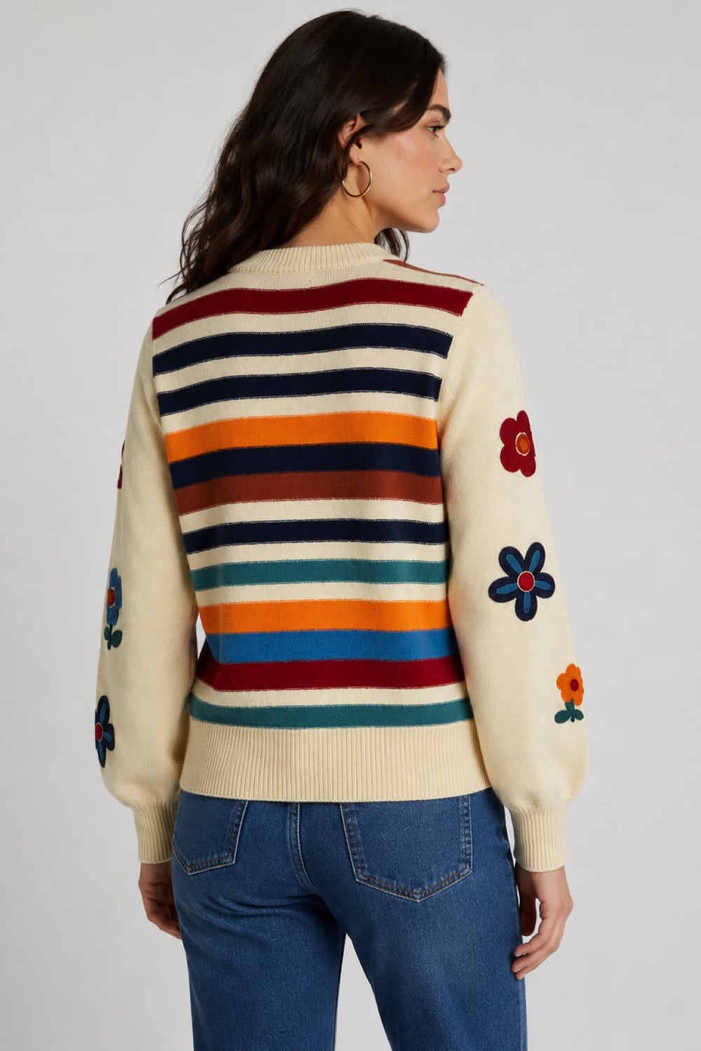 Tricot rayé à appliqués floraux pour femme Coco y Club