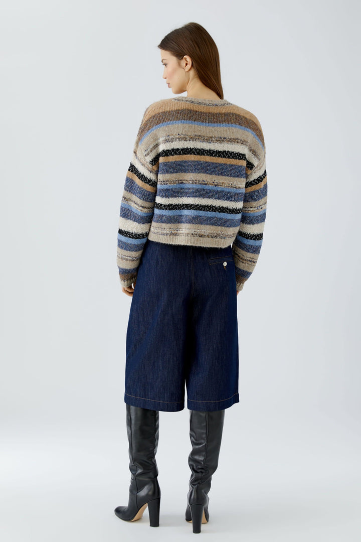 Tricot rayé à col rond pour femme Oui