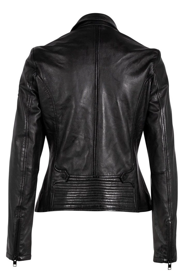Veste Elsa en cuir véritable avec une coupe ajustée et élégante, idéale pour un style raffiné et moderne.