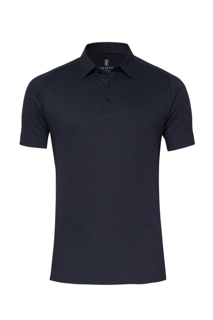 Short-sleeve micro-textured polo shirt