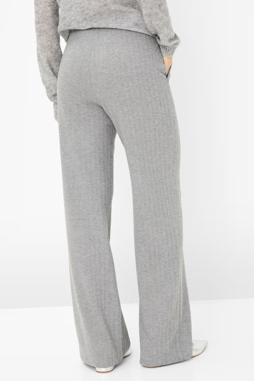 Pantalon à jambe large en jersey chevron