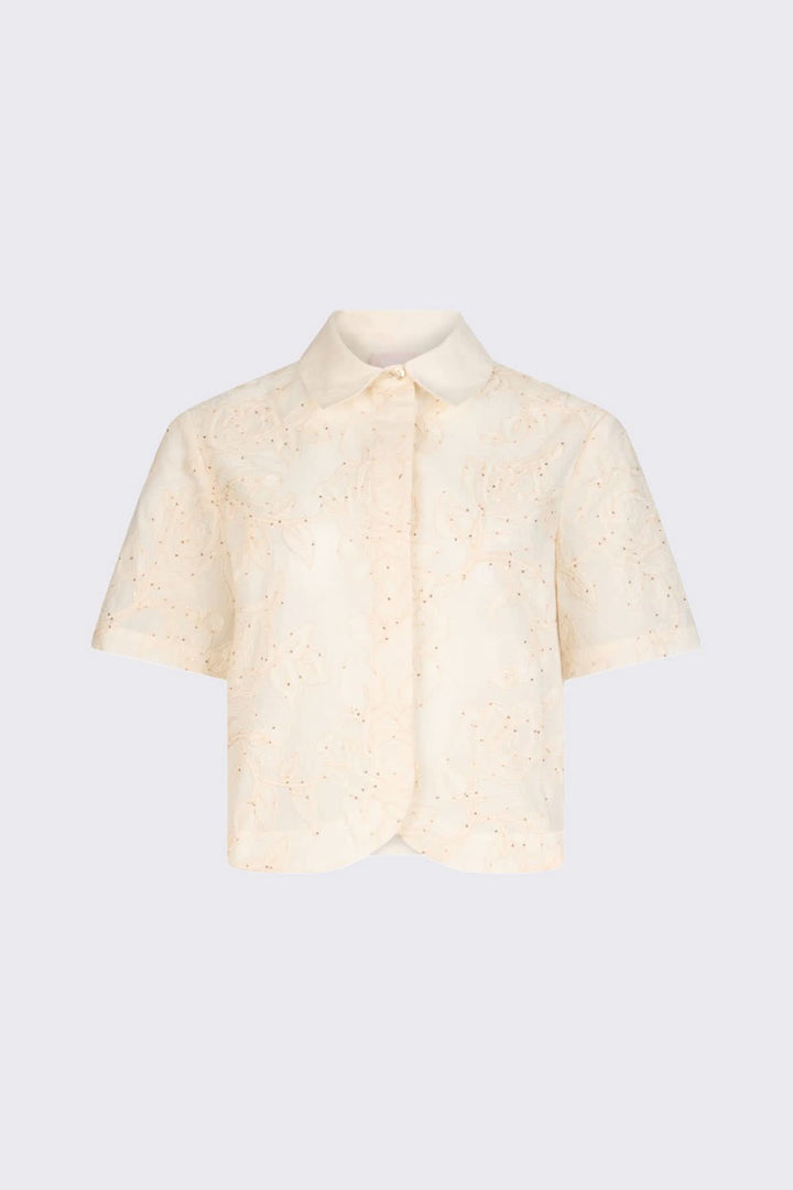 Short-sleeved embroidered shirt