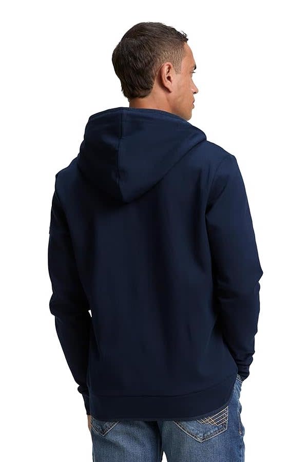 Front view of the Tom Tailor men's gray zip-up hooded jacket with stitching details - Valérie Simon