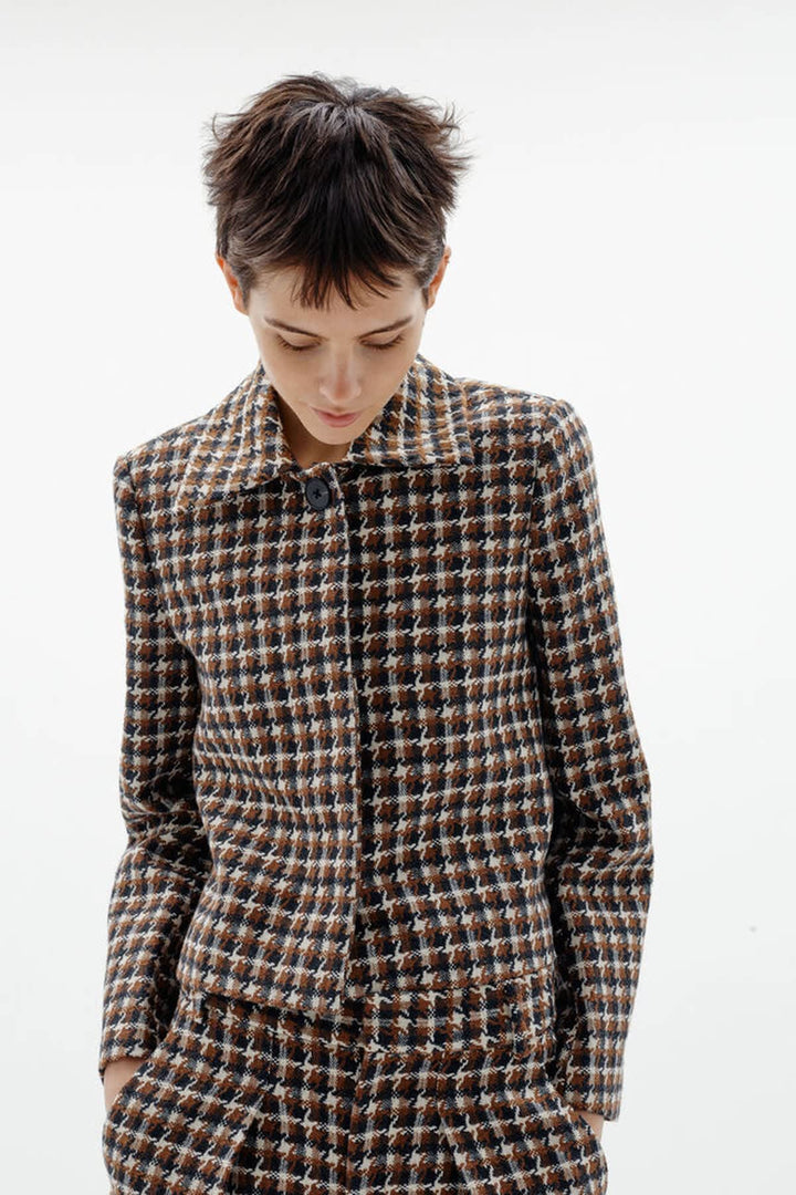 Veste à carreaux texturés Carsonne vue de face pour femme Inwear