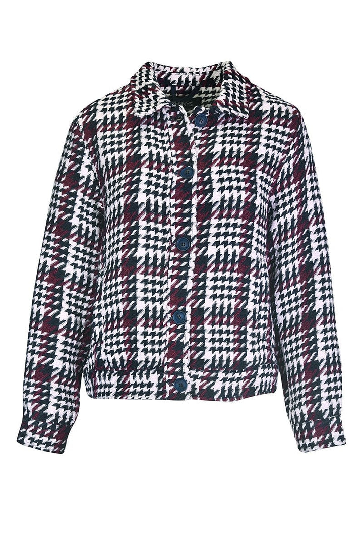 Veste courte à carreaux vue de face pour femme kennys