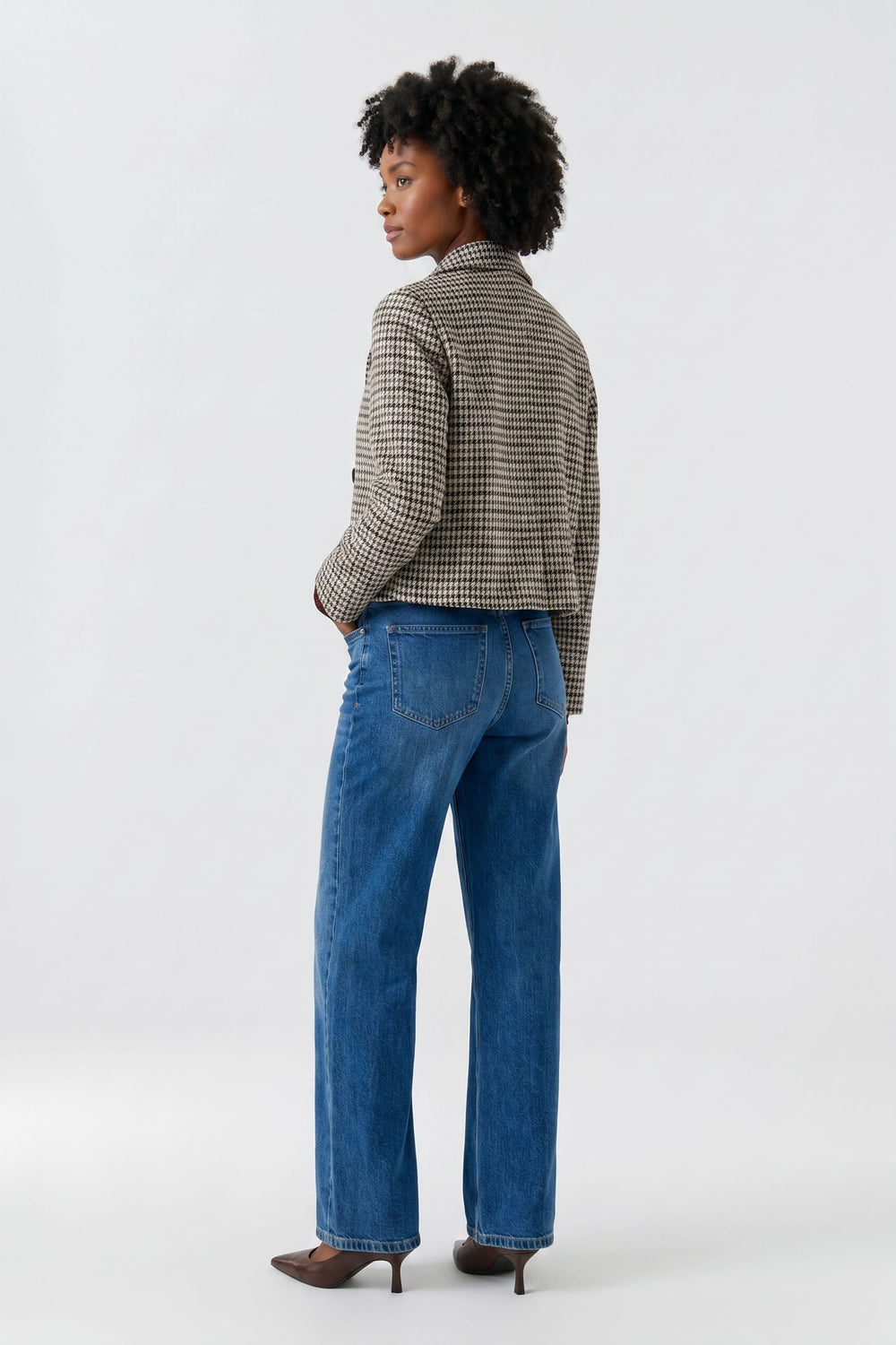 Women's Oui cropped plaid jacket