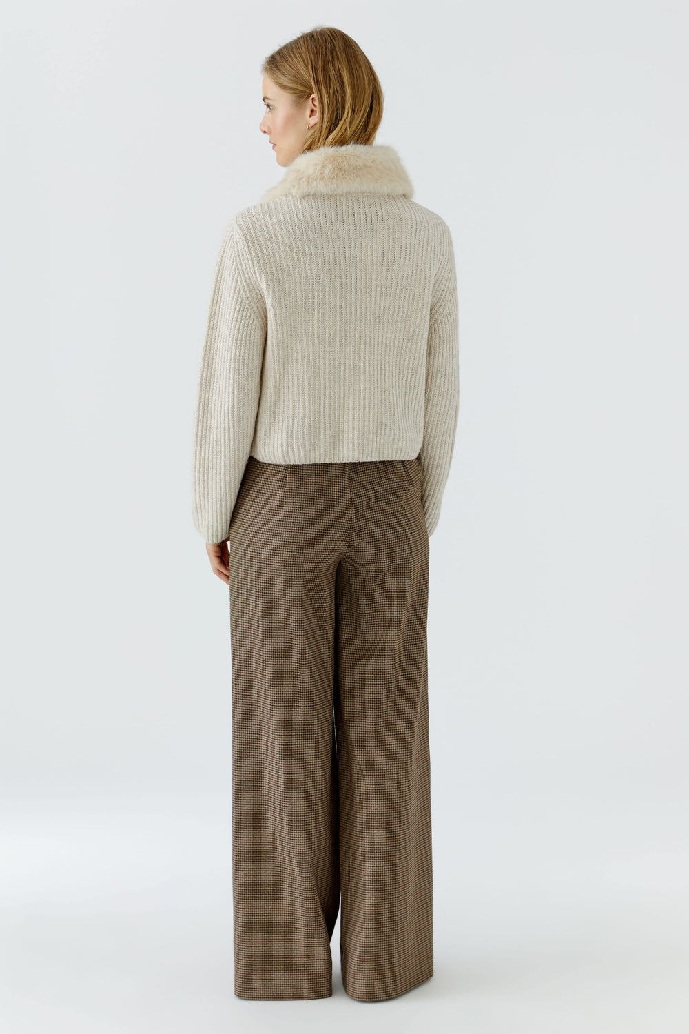 Women's Oui cropped knit and faux fur jacket