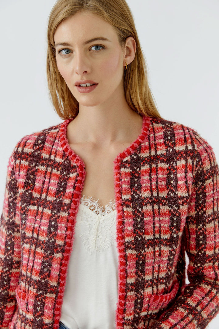 Short checked knit jacket for women by Oui