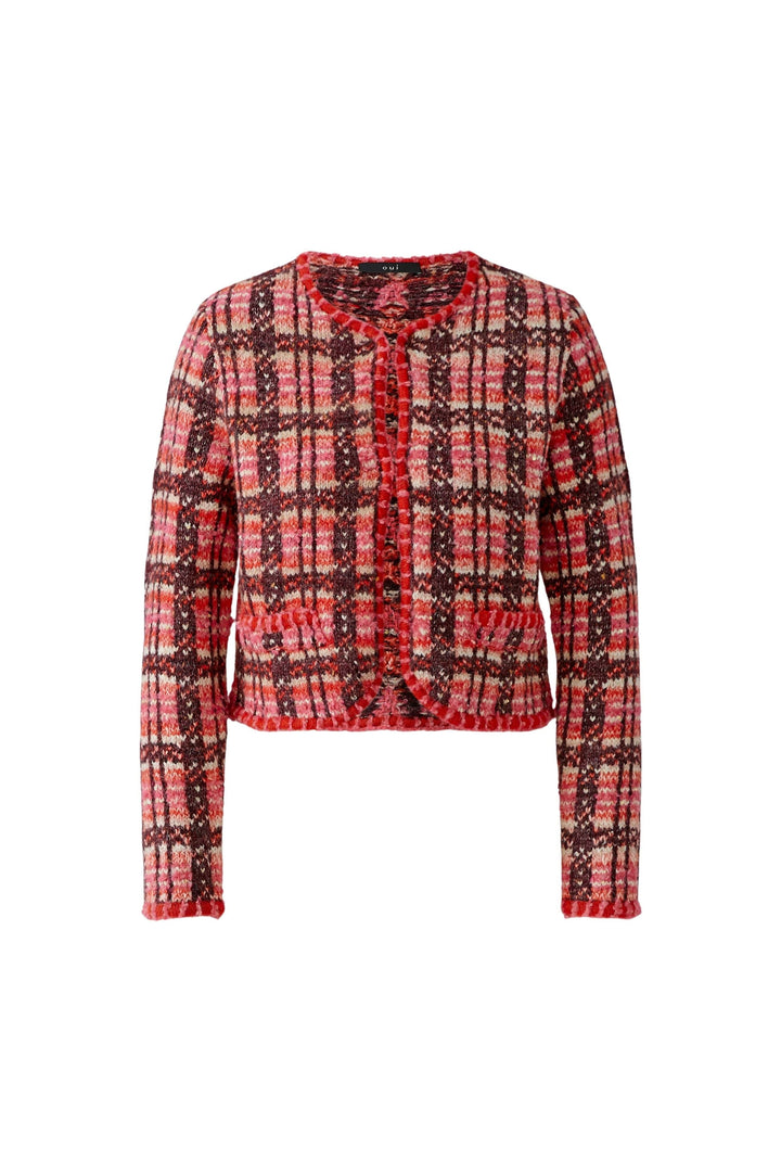 Short checked knit jacket for women by Oui