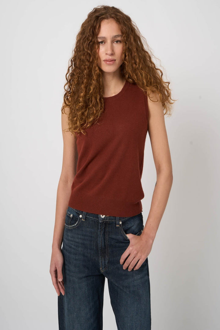Veste sans manches en tricot col rond pour femme Repeat Cashmere