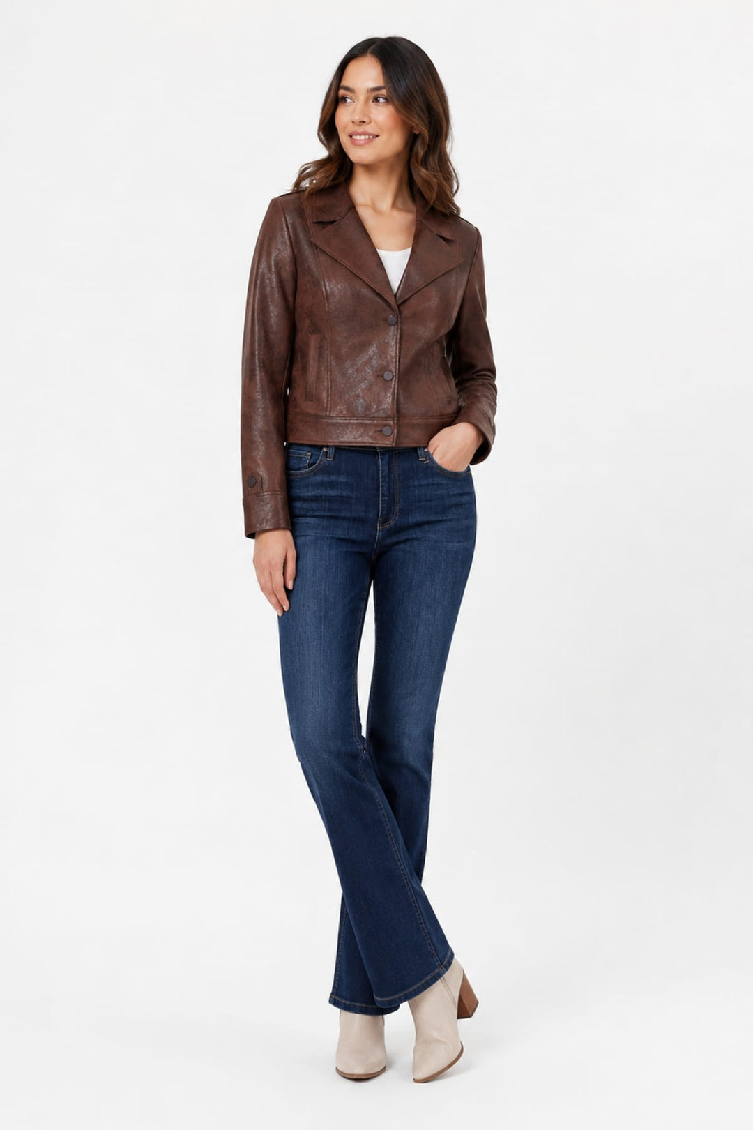 Veste effet cuir à col tailleur pour femme Coco y Club