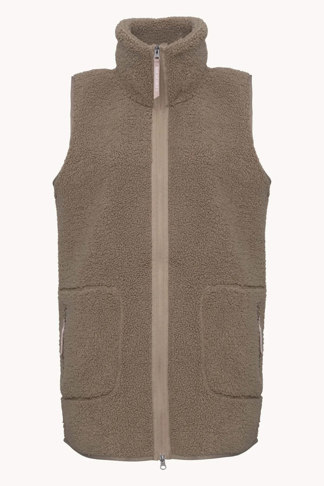 Veste longue sans manches en sherpa vue de face pour femme Ilse Jacobsen