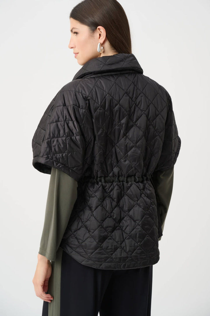 Vue de face veste matelassée col montant Joseph Ribkoff pour femme beige - Valérie Simon