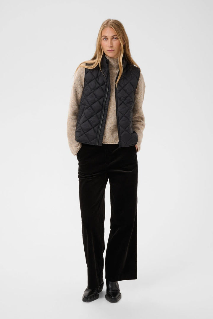 Vue de face veste matelassée Carlota Part Two femme beige avec col montant et fermeture éclair - Valérie Simon