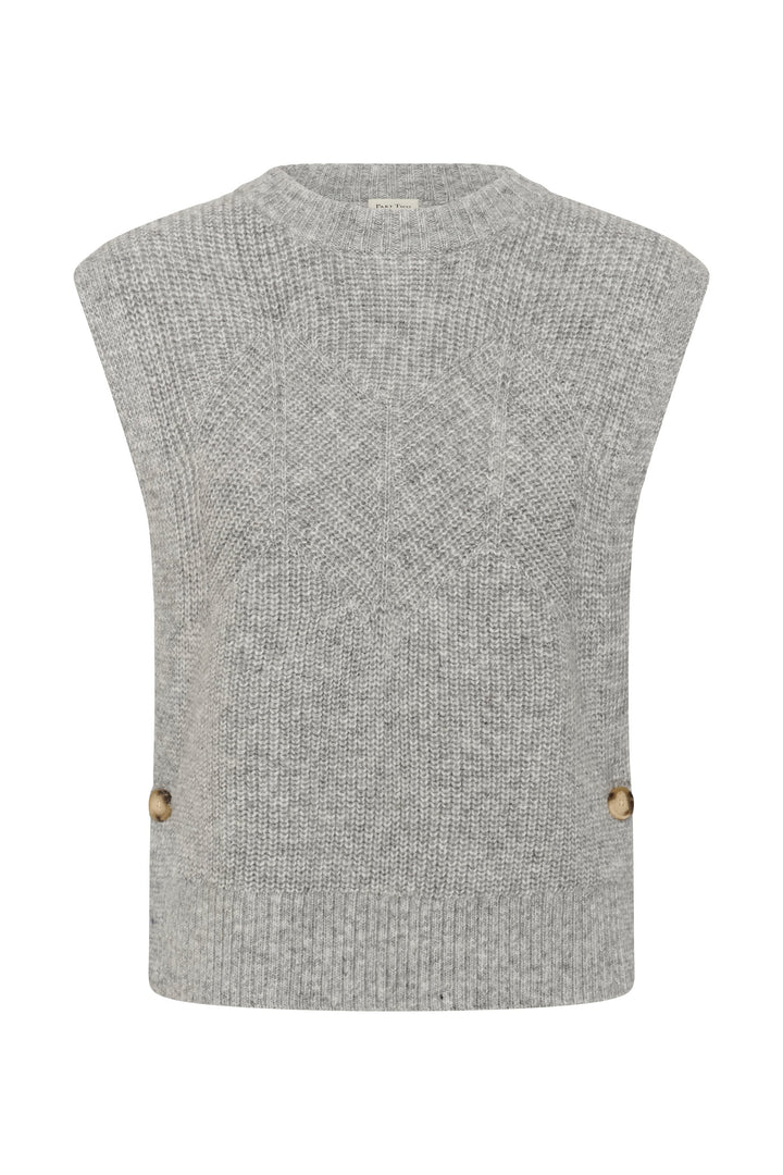 Veste sans manches Charlye en maille texturée beige vue de face pour femme Part Two