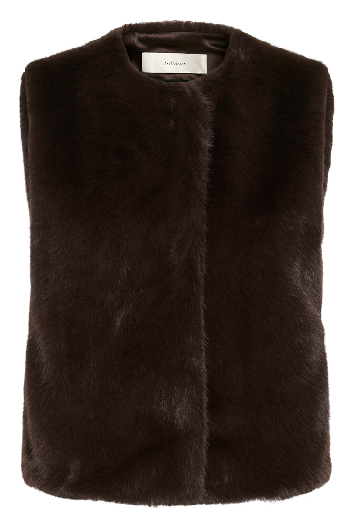 Veste sans manches en fausse fourrure vue de face pour femme Inwear