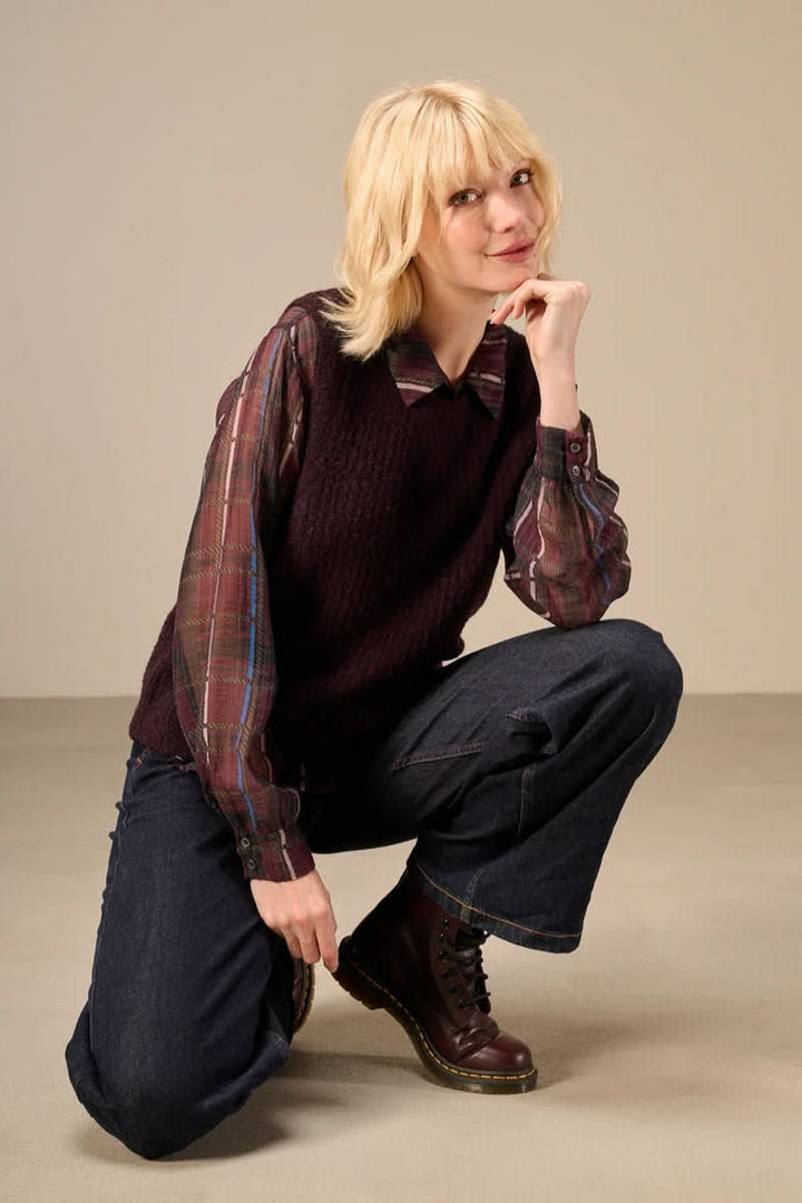 Veste sans manches en tricot pour femme Nile