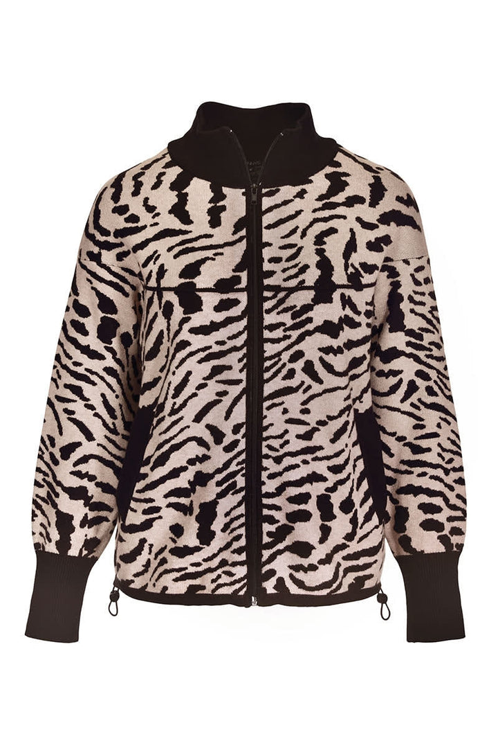Veste zippée à imprimé animalier vue de face pour femme kennys