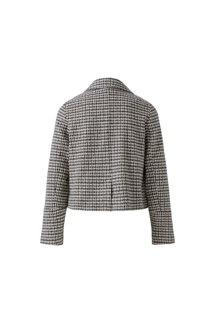 Veston court à motif pied-de-poule vue de face pour femme Oui