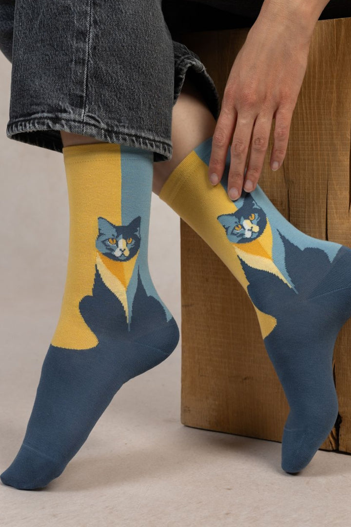 Chaussettes imprimé chat