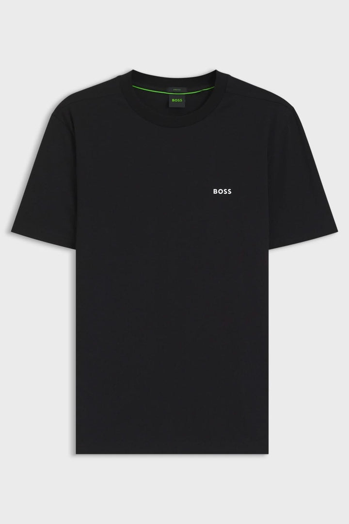 Stretch cotton T-shirt with logo
