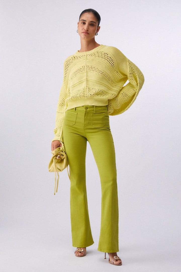 Long-sleeve openwork sweater