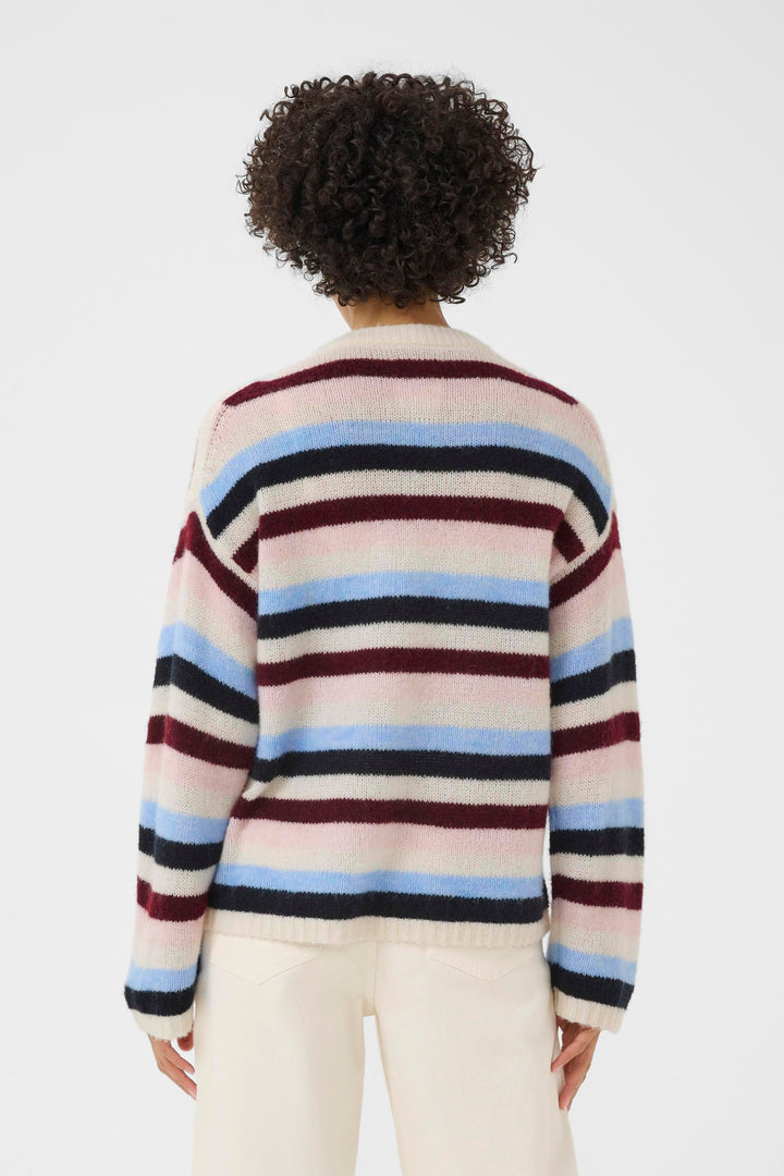 Tricot Spence à rayures multicolores avec manches longues, parfait pour un style décontracté et confortable.
