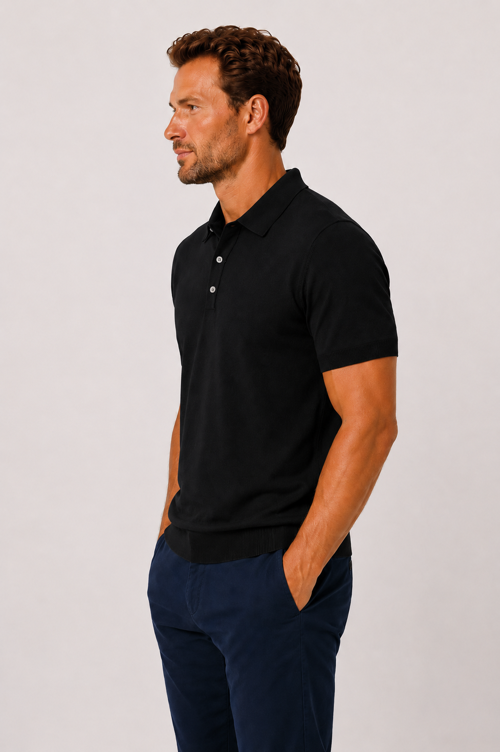 Ultra-soft knitted cotton polo shirt