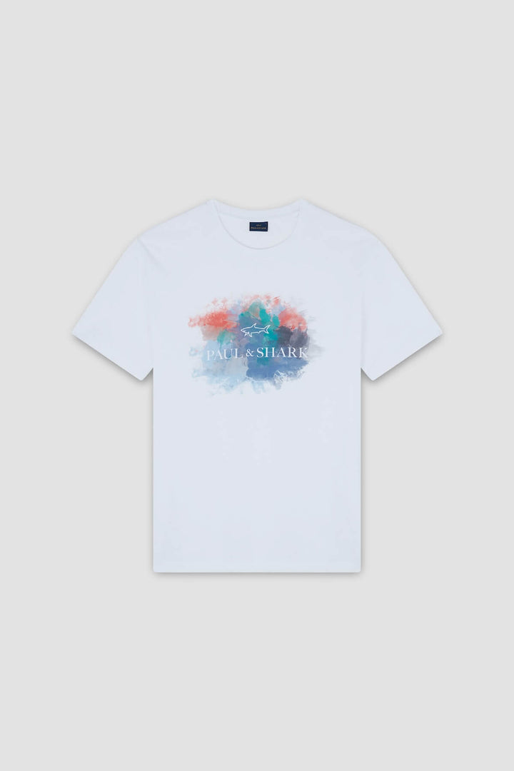 T-shirt en coton avec imprimé aquarelle