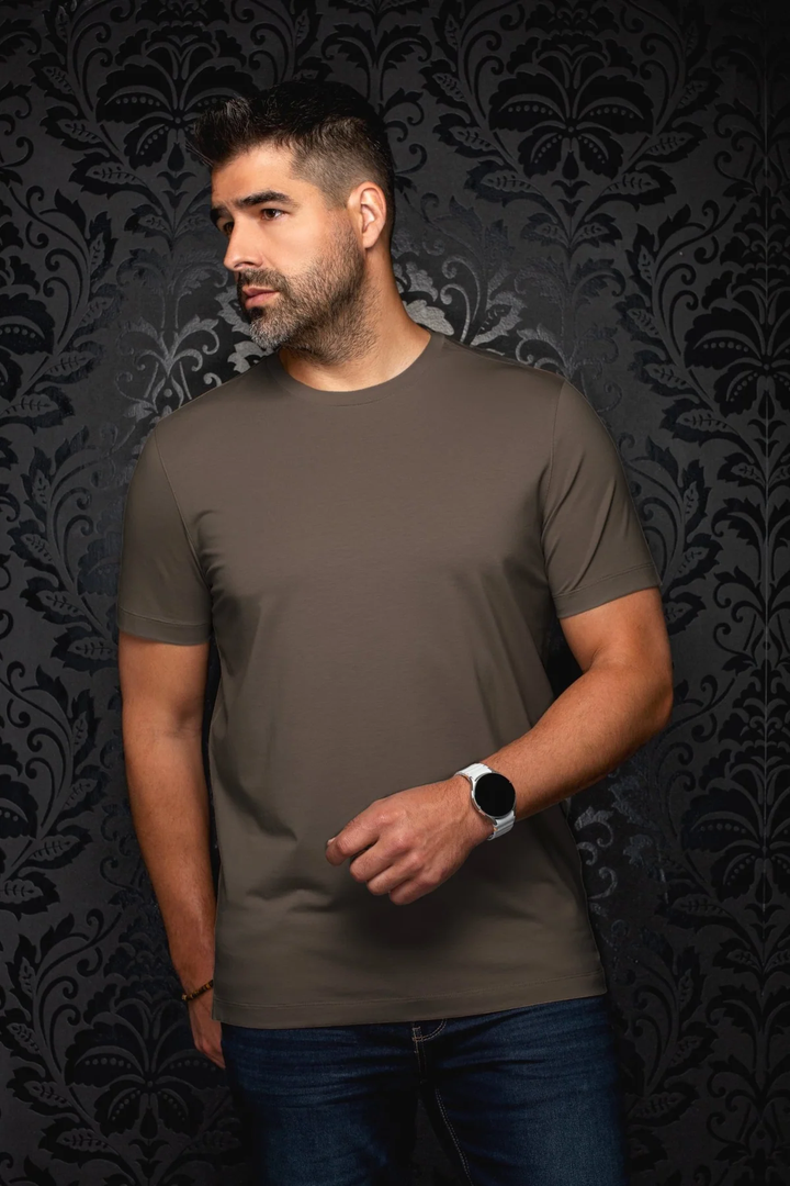 T-shirt en modal et coton mercerisé à col rond