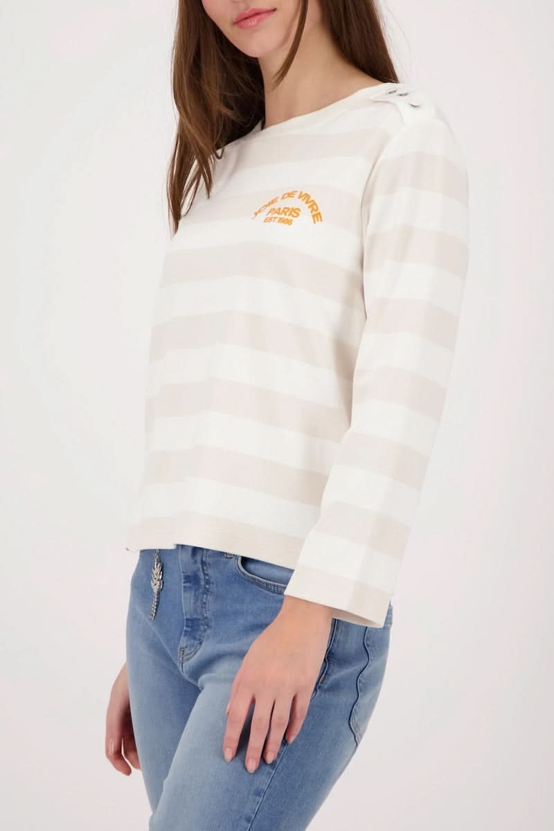 Striped T-shirt with a slogan