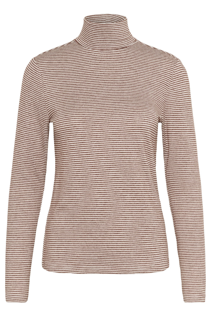 Chandail Amma à col roulé rayé ajusté, confortable et élégant, avec motif à fines rayures pour un look moderne et décontracté.