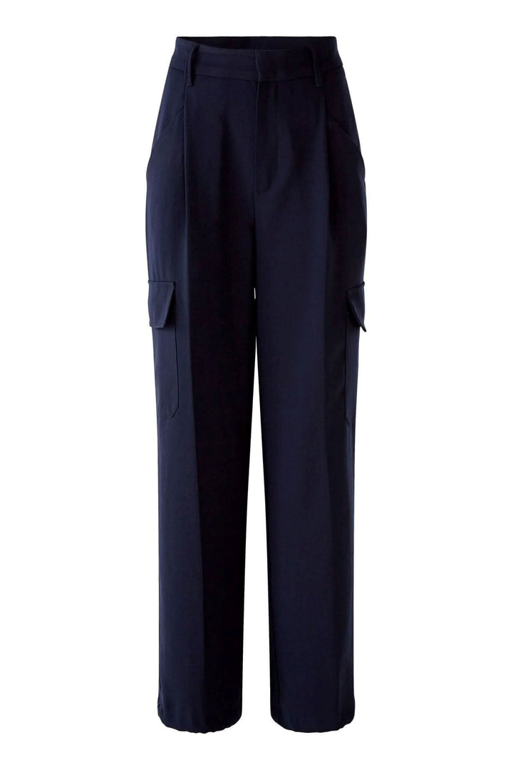 Pantalon cargo à jambe large, couleur marine, avec poches avant et côtés, style décontracté