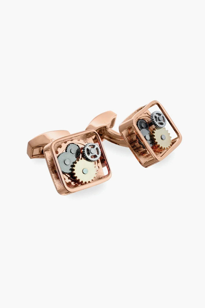 Boutons de manchette Square Gear plaqué or rose Homme - Accessoires - Bouton de manchette Tateossian