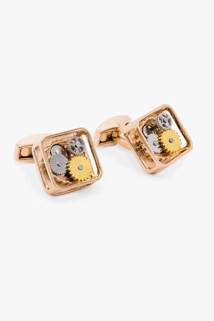 Boutons de manchette Square Gear plaqué or rose Homme - Accessoires - Bouton de manchette Tateossian