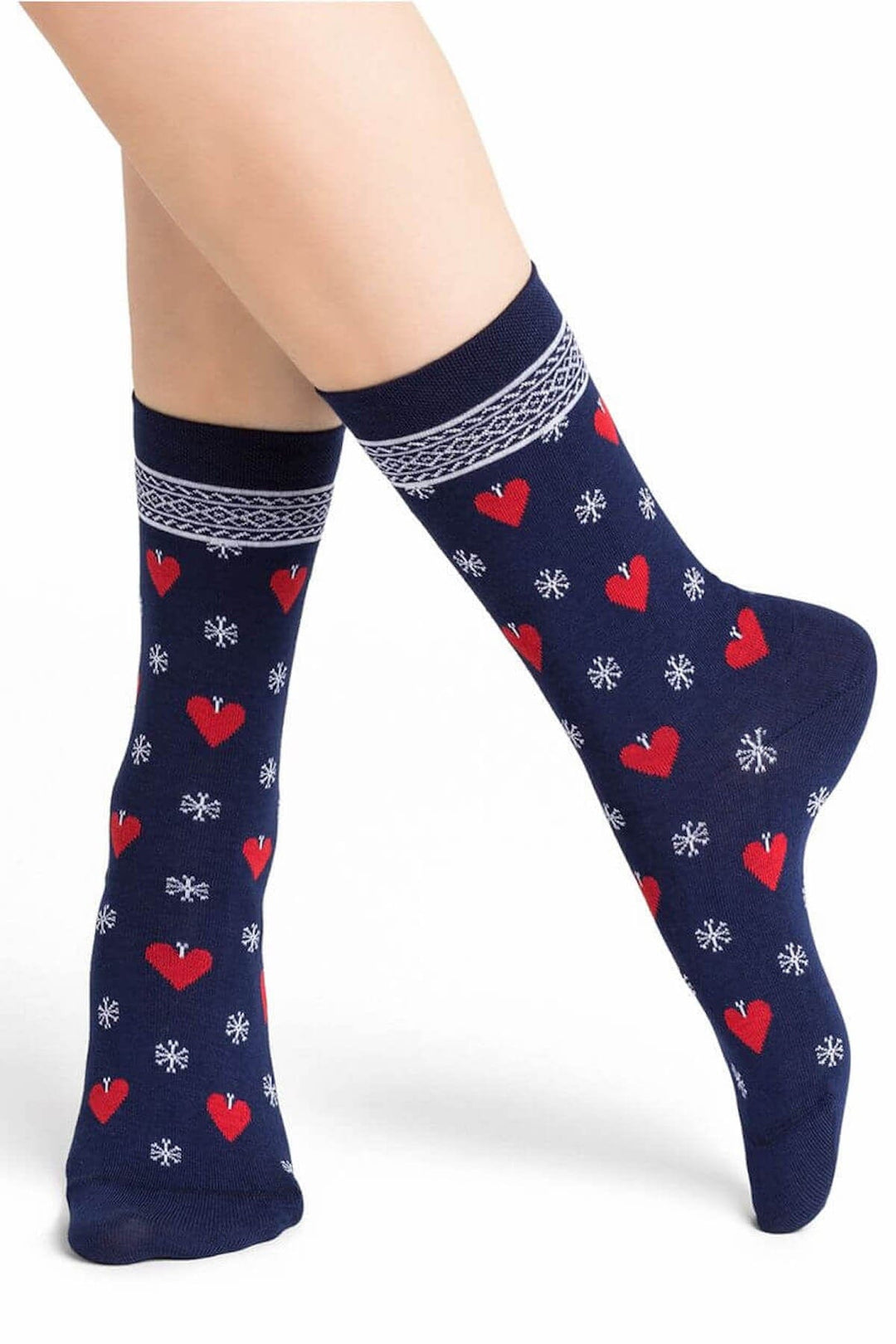 Chaussettes coeurs de Noël Femme - Accessoires - Chaussette Bleuforêt