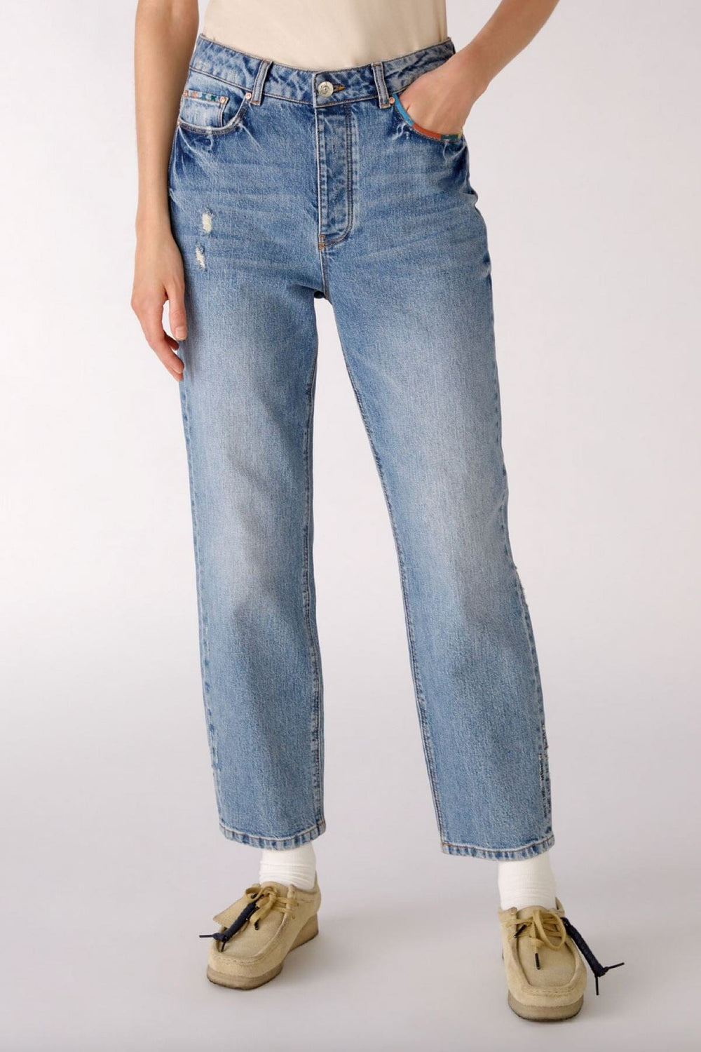 Jean pâle à jambe droite Femme - Bas - Pantalon - Jeans Oui