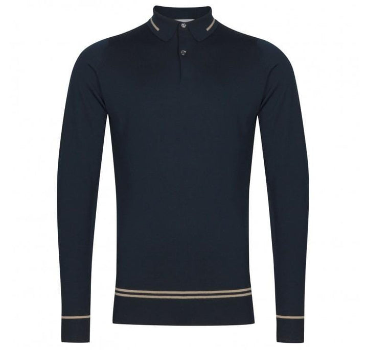 Polo de laine marine et beige Homme - Hauts - Polo - Polo m/l John smedley